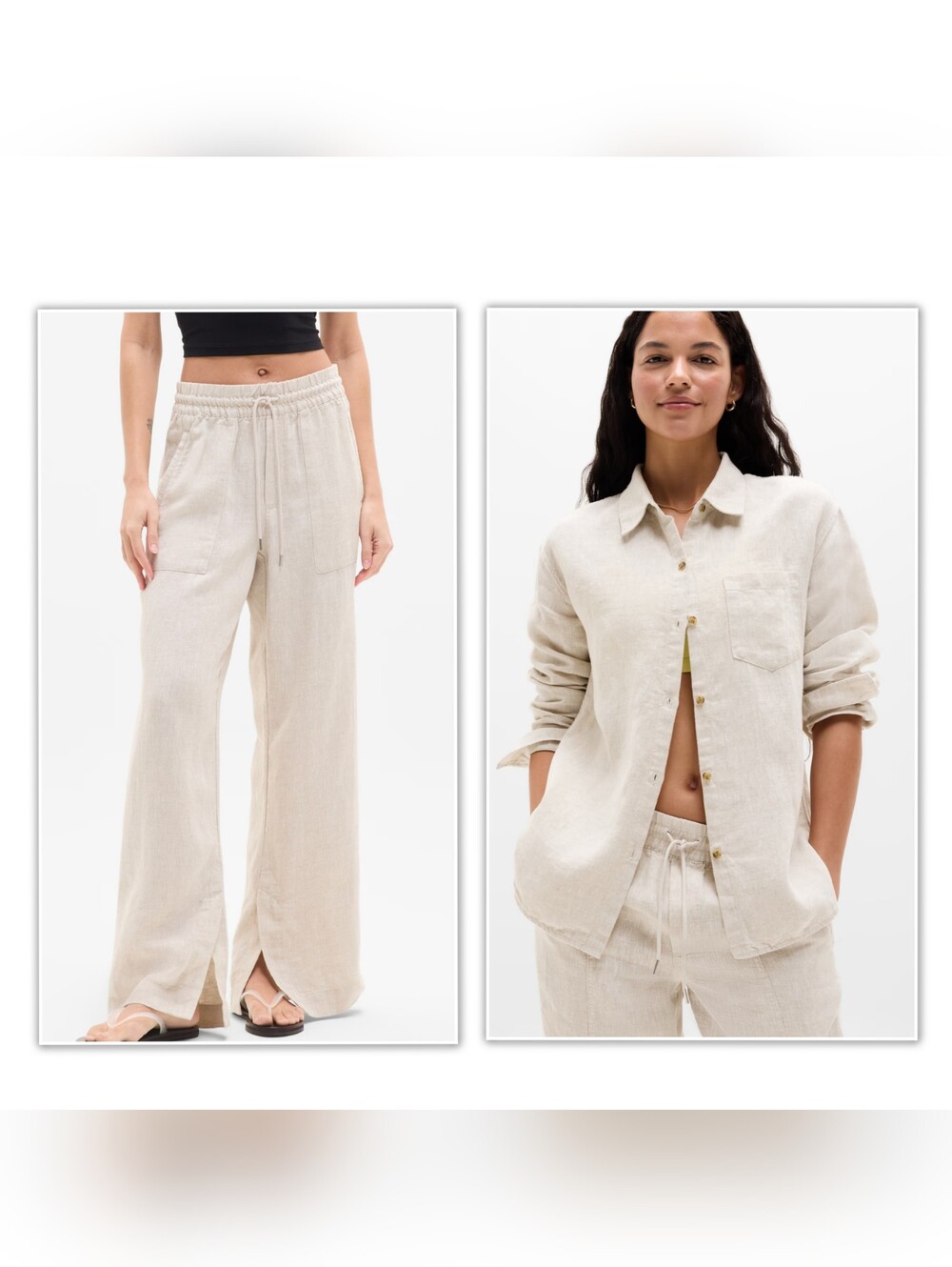 ATHLETA  Retreat Linen SET   Top/PANTS   SIZE  M